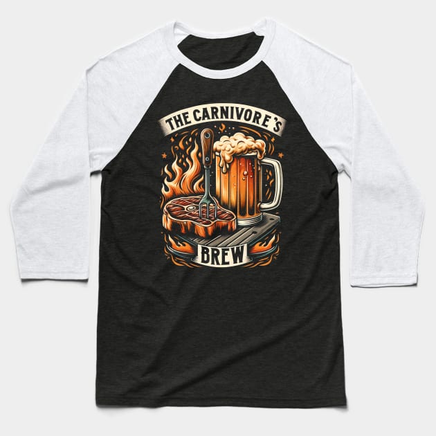 The Carnivore's Brew Baseball T-Shirt by Neon Galaxia